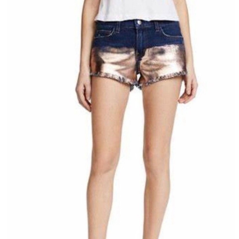 L'AGENCE ZOE Le Vintage Denim Perfect Fit Foil Short Rose Gold  Size26